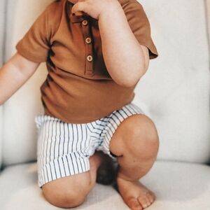 Oliver & Rain 24M Nautical‎ Blue Stripe 100% Cotton Shorts Coastal Baby Summer